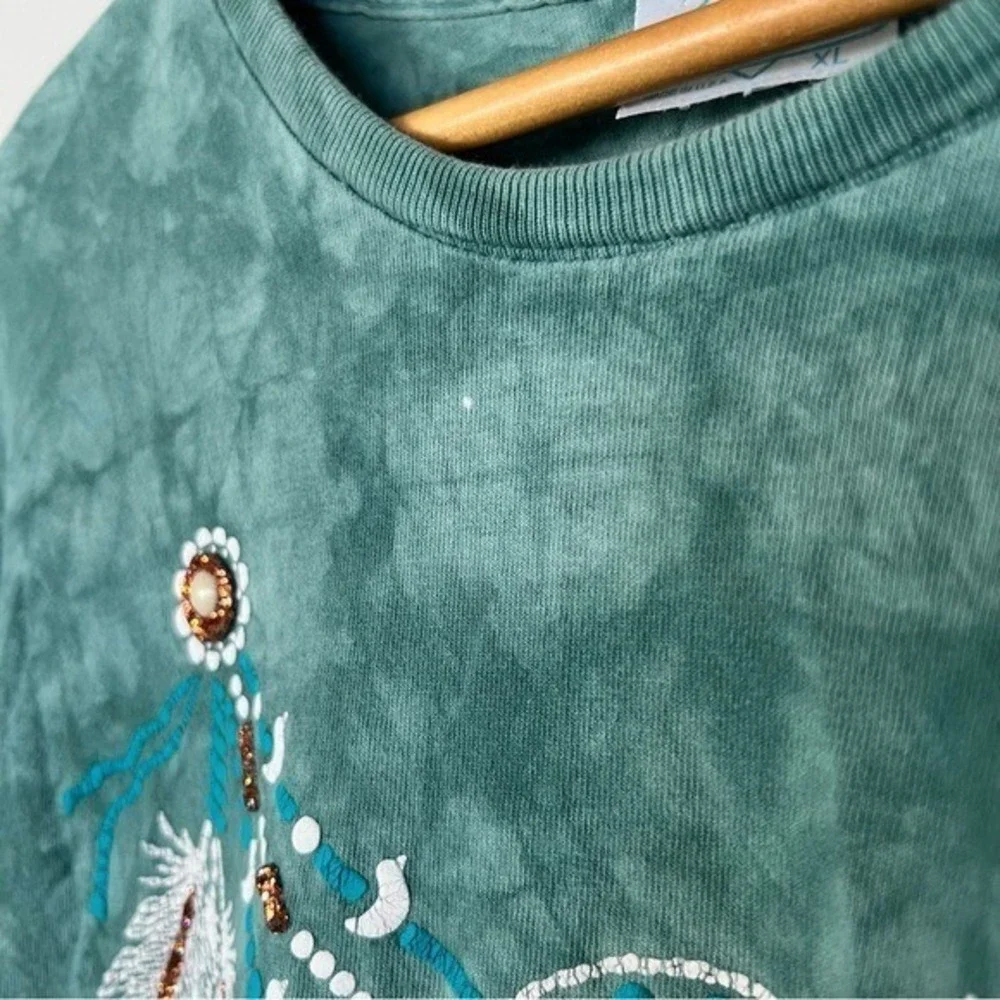 Vintage 90s Dreamcatcher Shirt Womens XL Western Country Boho Feathers Sparkle